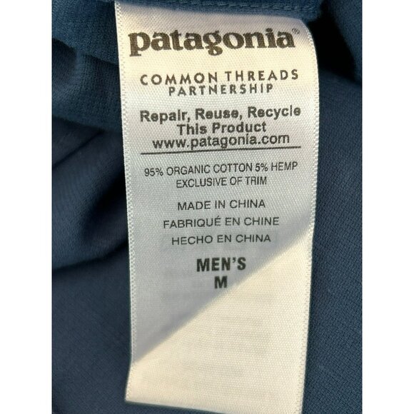 Patagonia Mens Blue Organic Cotton Hemp Blend Button-Up Shirt Medium Sustainable - Picture 4 of 5